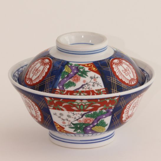 春山製陶の錦牡丹6寸蓋付丼