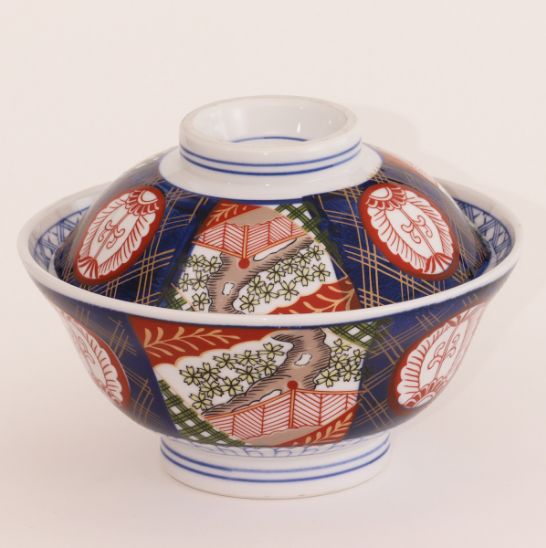 春山製陶の錦小桜6寸蓋付丼