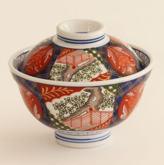 春山製陶の上錦小桜蓋付丼